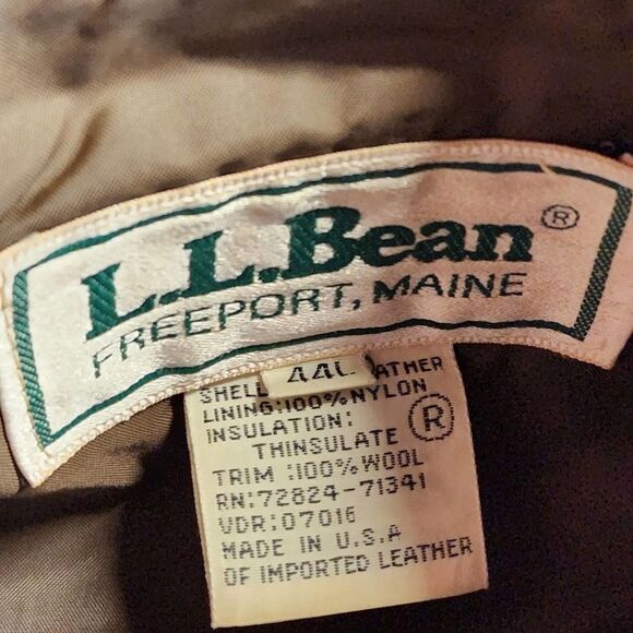 Vintage L.L. BEAN Brown Leather Flight Bomber Jacket - Picture 8 of 12